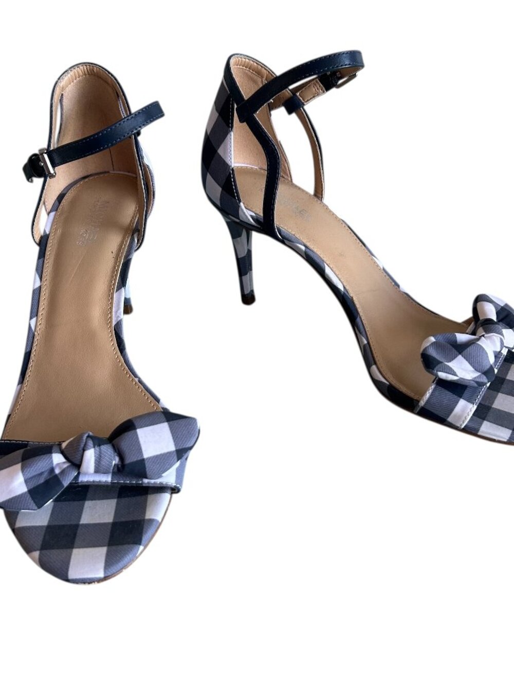 Michael Michael Kors Pippa Gingham Plaid Open Toe Heels Size 7 Coquette